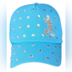 Disney Parks Mickey Mouse Baseball Cap Blue Rhinestone Bling Adjustable